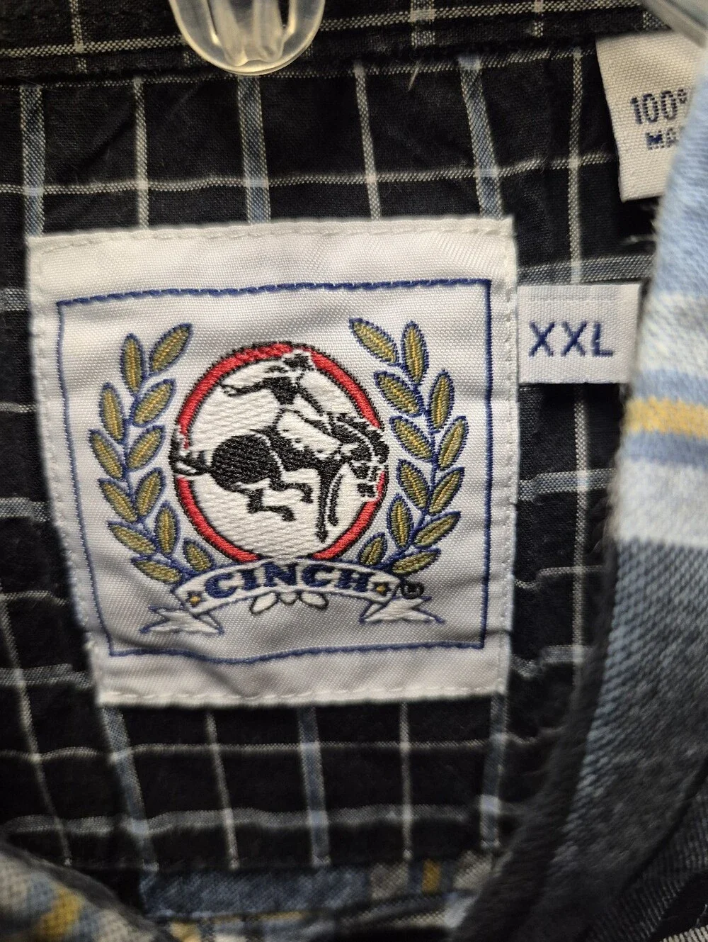 Cinch Men's long sleeve blue plaid button down shirt